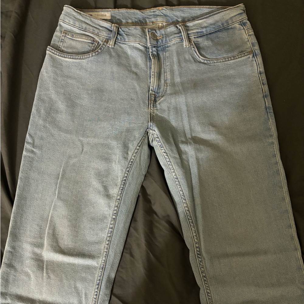 Zara Men's Straight Jeans - Light Blue
